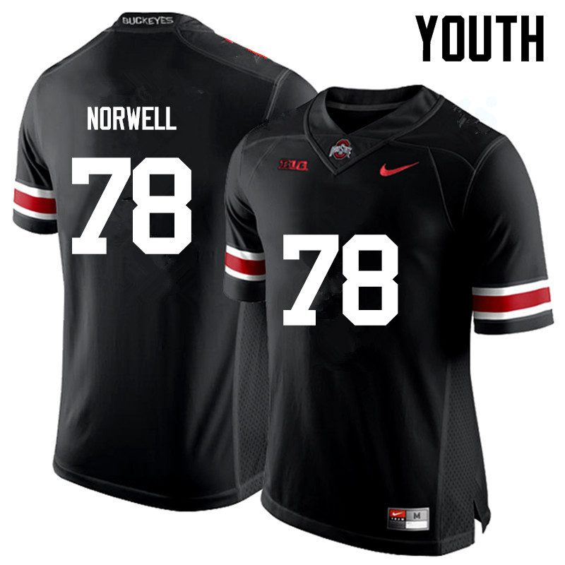 Ohio State Buckeyes Andrew Norwell Youth #78 Black Game Stitched College Football Jersey